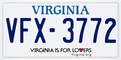 VA license plate VFX3772