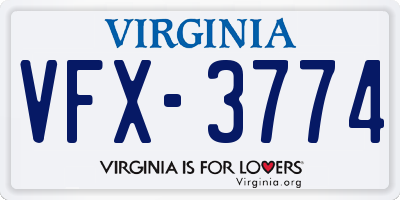 VA license plate VFX3774