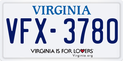 VA license plate VFX3780
