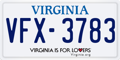 VA license plate VFX3783