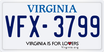 VA license plate VFX3799