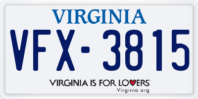 VA license plate VFX3815