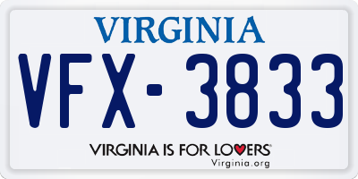VA license plate VFX3833