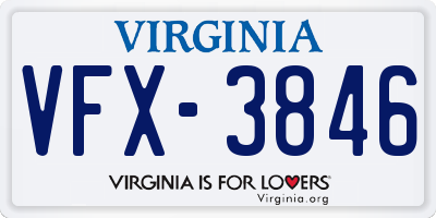 VA license plate VFX3846