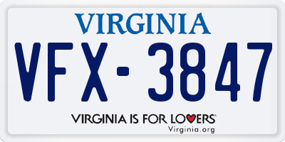 VA license plate VFX3847