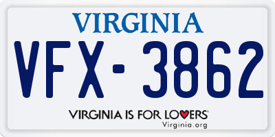 VA license plate VFX3862