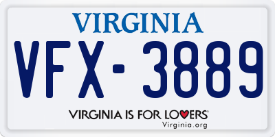 VA license plate VFX3889