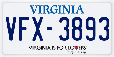 VA license plate VFX3893