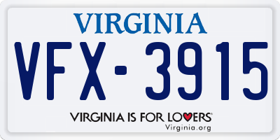 VA license plate VFX3915