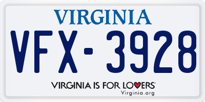 VA license plate VFX3928