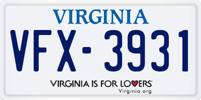 VA license plate VFX3931
