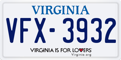 VA license plate VFX3932