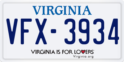 VA license plate VFX3934