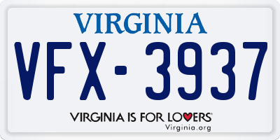 VA license plate VFX3937
