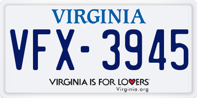 VA license plate VFX3945