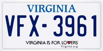 VA license plate VFX3961
