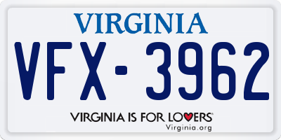VA license plate VFX3962