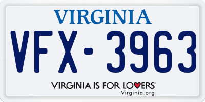 VA license plate VFX3963