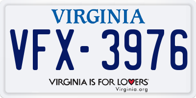 VA license plate VFX3976