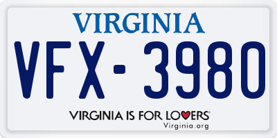 VA license plate VFX3980