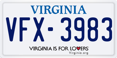 VA license plate VFX3983