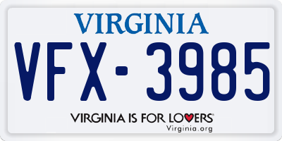 VA license plate VFX3985
