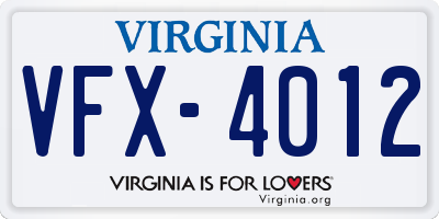 VA license plate VFX4012