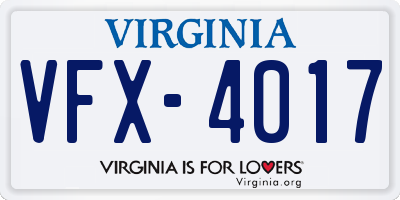 VA license plate VFX4017