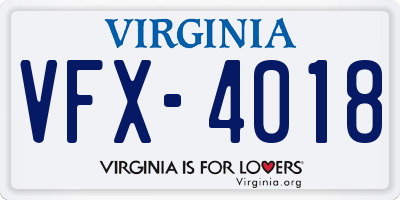 VA license plate VFX4018