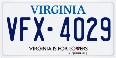 VA license plate VFX4029