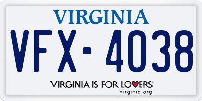 VA license plate VFX4038