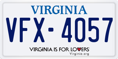 VA license plate VFX4057