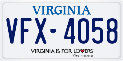 VA license plate VFX4058