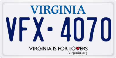 VA license plate VFX4070