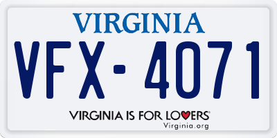 VA license plate VFX4071