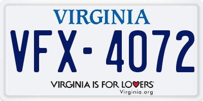 VA license plate VFX4072