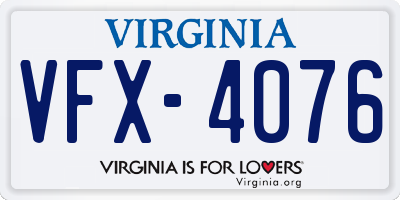 VA license plate VFX4076