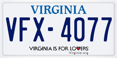 VA license plate VFX4077