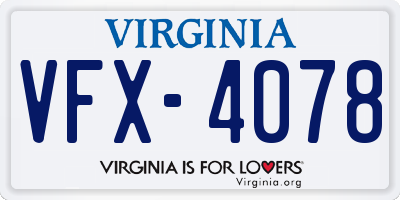 VA license plate VFX4078