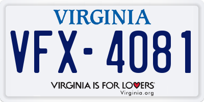 VA license plate VFX4081