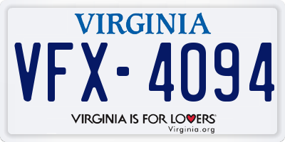 VA license plate VFX4094