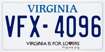 VA license plate VFX4096