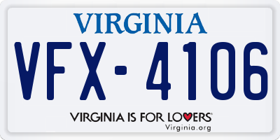 VA license plate VFX4106