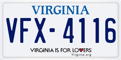 VA license plate VFX4116