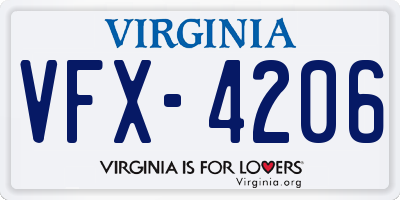 VA license plate VFX4206