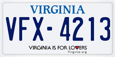 VA license plate VFX4213