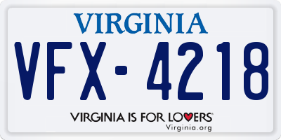 VA license plate VFX4218