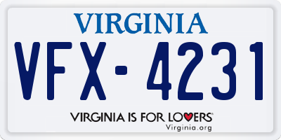 VA license plate VFX4231