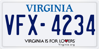 VA license plate VFX4234