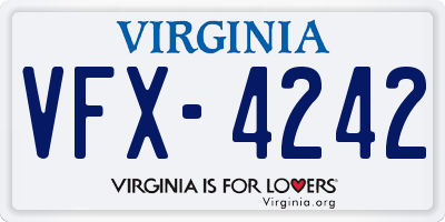 VA license plate VFX4242